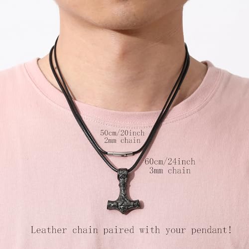 RWQIAN Lederkette Herren Leder Halskette 61cm mit Verschluss Lederband Kette für Damen Braun Kautschuk Kette 3mm Schmuck