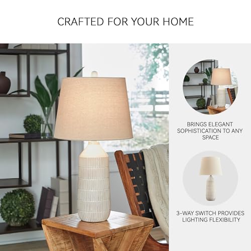 Signature Design by Ashley Willport Modern 26.5" Ceramic Table Lamp, Set of 2, Beige - Image 5