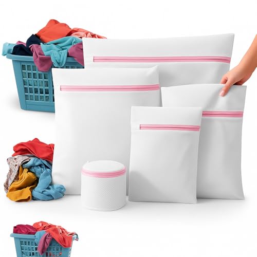 Kit 5 Sacos para Lavar Roupas – Zíper Reforçado|Protege Roupas Delicadas, Lingerie, Meias, Sutã e Toalhas|Lavagem Segura sem Rasgos|saco para lavanderia|saco para máquina de lavar