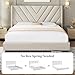 Yaheetech Queen Bed Frame Upholstered Platform Bed with Wing Side/Wooden Slat Support/Tufted Headboard with Wing Side/Mattress Foundation/No Box Spring Needed,Beige Queen Bed