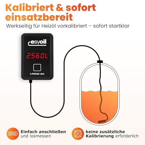 esyoil e-Peilstab: Digitale Füllstandsanzeige für Heizöltank/Öltank | Anzeige in Liter, Zentimeter und Prozent | einfache Montage | kein WLAN erforderlich
