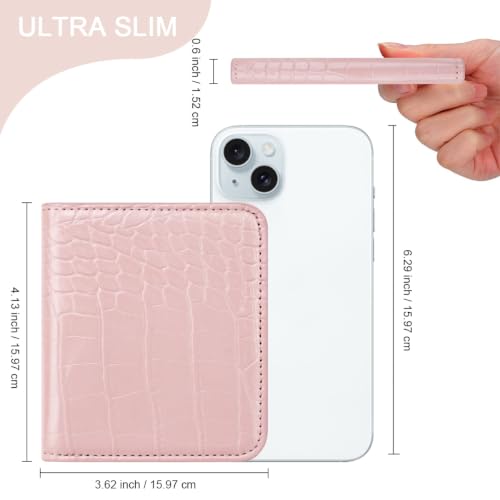 Image of Crocodile Wallets Women Small RFID Blocking Credit Card Holder | Luxury Alligator Faux Leather Thin Bifold Croc Womens Wallet Ladies Mini Purse with Coin Pocket, Pink