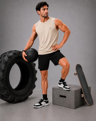 Image of CHKOKKO Sleeveless T Shirts Gym Vest for Men Workout Premium Cotton Blend