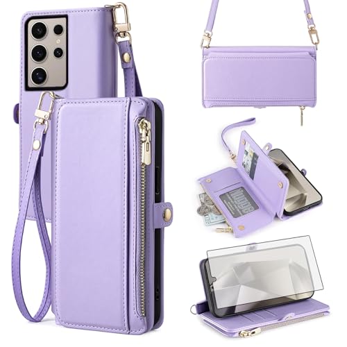 Coque Samsung S24 Ultra étui portefeuille avec dragonne amovible et porte-cartes