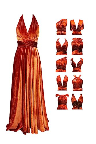 Image of Velvet Infinity Dress with Bandeau, Convertible Bridesmaid Dresses, Multiway Wrap Maxi Long Formal Wedding Guest Dress