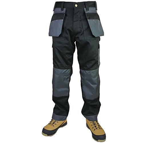 Army And Workwear - Pantalón - para Hombre Black/Grey - with Contrast Stitch Detail 30W/30L