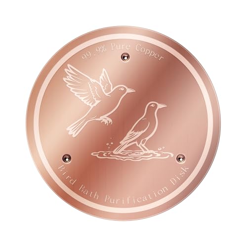 NOKOXIN Bird Bath Copper Disk, 99.99% Pure Copper Bird Bath Cleaner, Triple-Point Support, All-Season Water Cleaber for Outdoor Bird Baths & Bowls (1 Pcs)