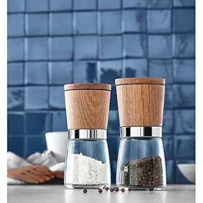 WMF Ceramill Nature Salz und Pfeffer Mühle Set 2-teilig, unbefüllt, für Salz, Pfeffer, Chilli, Salzmühle, Pfeffermühle Holz & Küchenhandtuch-Set 3-teilig, Handtuch, Geschirrhandtuch, Baumwolle – Bild 4