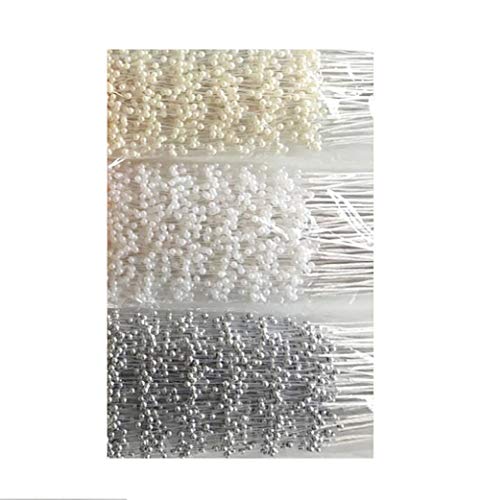 Fodattm 100 Stems Imitation Pearl Sticks Beaded String For Crafts Spray Beads Wire Stems Diy Accessories Christmas Garland Wedding Bridal Flower Bouquet Party Table Decor (Silver) #TOP3