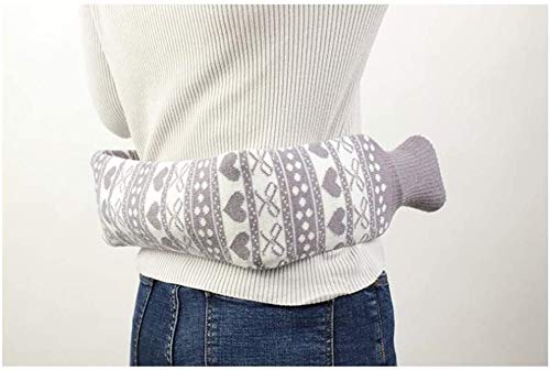 Lot de 2 longues bouillottes avec housse en tricot – Bouillotte en caoutchouc pour dos cou jambes 1 L et 2 L – #B
