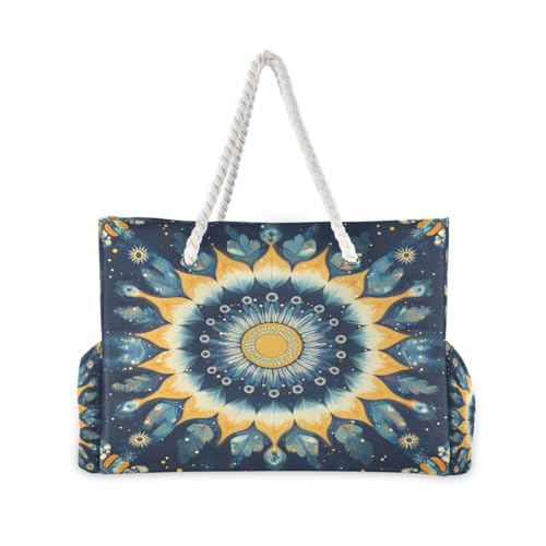 Large Beach Bags Totes Canvas Tote Shoulder Bag Blue Flowers Water Resistant Bags for Gym Travel Daily2