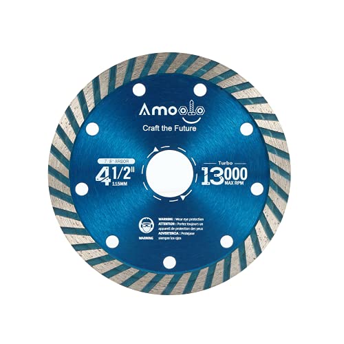 Amoolo 4-1 2  Diamond Saw Blade, Continuous Rim Diamond Blade for Porcelain, Tile, Brick, Granite and Concrete (4.5 -1pc)