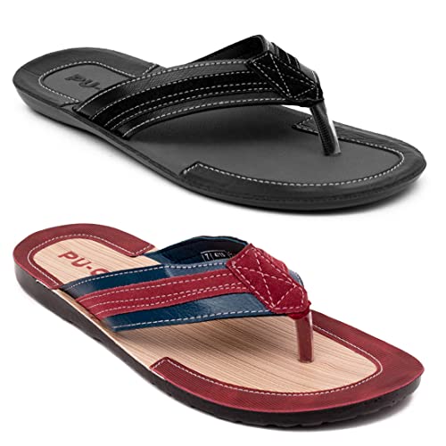 Image of ASIAN Sliper's for Men's | Men's Chappal for Boy's Stylish Flat Heels Slippers for Men | Perfect Walking (Pack of 2) 10