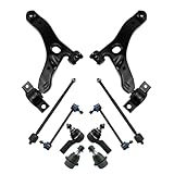 TRQ Front Steering & Suspension Kit Ball Joint Control Arm Sway Bar Stabilizer Link Tie Rod Compatible with 2010-2013 Ford Transit Connect