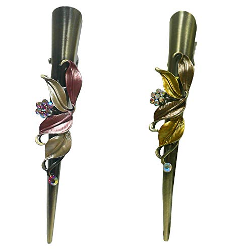 Set of 2 Flower Alligator Clips YY86155-1-2roseBrown