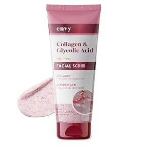 Envy Collagen & Glycolic Acid Face Scrub – Anti-Aging, Softening & Dark Spot Improving Exfoliating Scrub – Dermatologist Tested, Clean Beauty for All Skin Types – 6.76 Oz