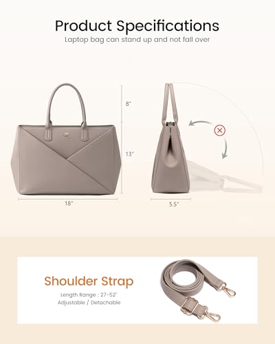 Image of LOVEVOOK Laptop Work Tote Bag for Women with Large Cup Holder, 17.6 Inch