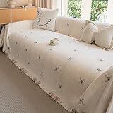 Couvre-lit de canapé à motif classique avec pompons sur le bord, tissé à partir de fils de deux couleurs de densité différente, riche en couches tactiles et visuelles, donne à votre maison plus de couleur et de texture.