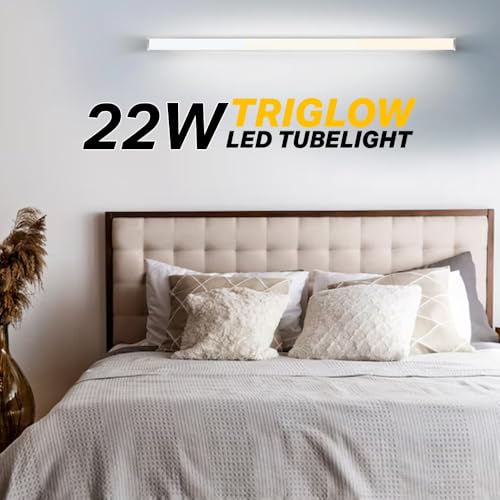 Image of RICKON Triglow 3 in 1 LED Tube Light 22 Watt - Adjustable Color Options for Warm, Cool, and Daylight - Energy-Efficient, Long-Lasting Tube Light for Home and Office- Pack of 10