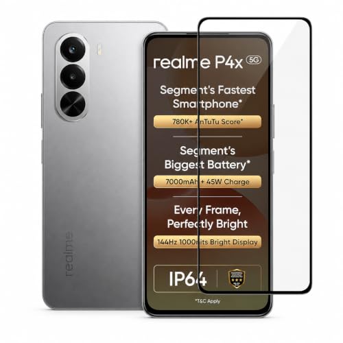 Image of Military-Grade Tempered Glass Screen Protector Compatible for Realme P4X with Edge to Edge Coverage and Easy Self Installation Kit (realme P4X)