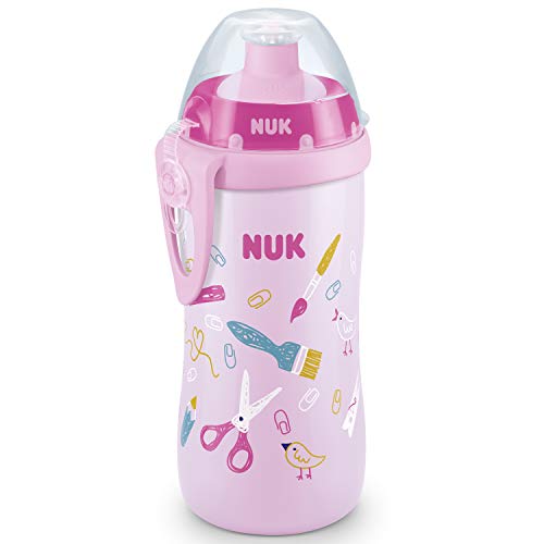 Nuk Junior Cup Gourde pour enfant - 18 mois et plus - Gobelet d'apprentissage anti-fuite avec bec doux - Clip et capuchon de protection - Sans BPA - 300 ml - Violet