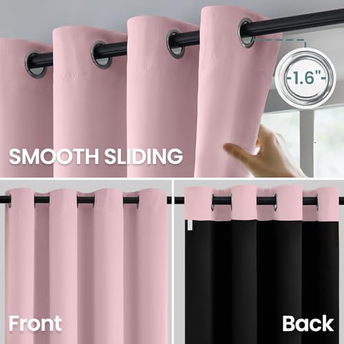 Image of COSVIYA 100% Pink Blackout Curtains for Kids Room 54 Inches Length