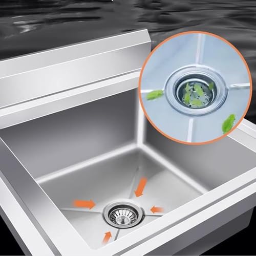 QSPNVFB Kleine Edelstahlspüle Freistehende, Mobiles Spültisch Ausgussbecken Spülbecken, 1 Becken Küchenspüle Gewerbliche Waschbecken Für Garten Laundry(70cm(27inch))