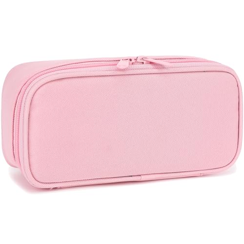 FlowFly Estojo De Lápis Grande Capacidade Para Crianças, Meninos E Meninas, Bolsa Multifuncional Com Zíper Caneta, Macia Portátil Escola, Adolescentes, Estudantes, Rosa