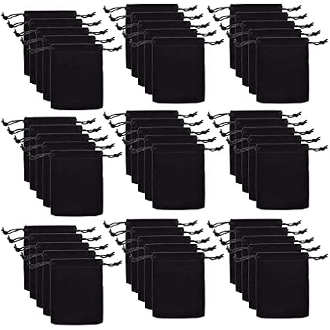 JIAKAI 50pcs Velvet Double Drawstring Cloth Bag.Jewelry Drawstring Pouches for Small Jewelry Bracelet/Headphones Bag/Beads/Spice/Gift Bags(Black) Cover