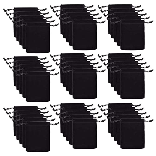 JIAKAI 50pcs Velvet Double Drawstring Cloth Bag.Jewelry Drawstring Pouches for Small Jewelry Bracelet/Headphones Bag/Beads/Spice/Gift Bags(Black)