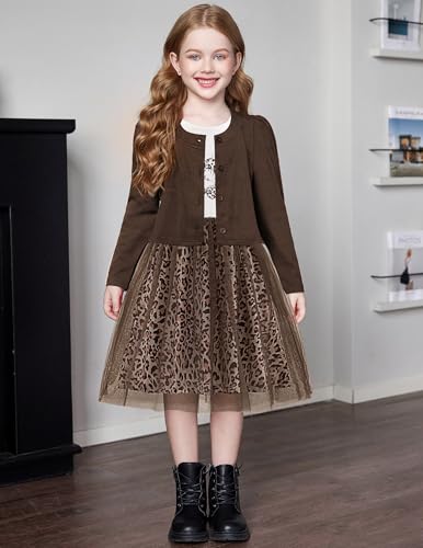 Arshiner Toddler Tutu Dress and Knit Cardigan Girls Fall Party Tulle Dresses and Long Sleeve Shrug Set2