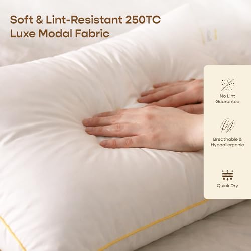 Image of SleepyCat Hybrid Pillow | Full-Size Height & Firmness Adjustable Pillow | Removable Foam Inserts & 100% Virgin Microfiber Fill with No Lumps & No Lint Guaranteed | White, Set of 4 (26 x 16 Inches)