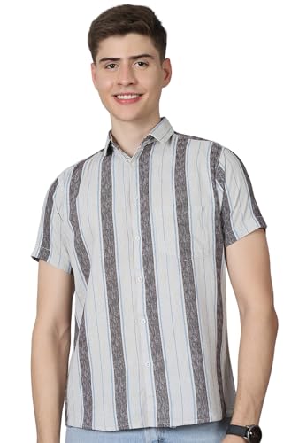 Image of Majestic Man Men Cotton Blend Slim Fit Half Sleeve Casual Shirt