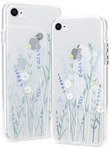 Clear Phone Case Compatible with iPhone 12 mini Soft Silicone Shockproof Transparent TPU Protective Daisy Floral Lavenders Patterns Design Case Girls&Women Cute Cover for iPhone 12 mini