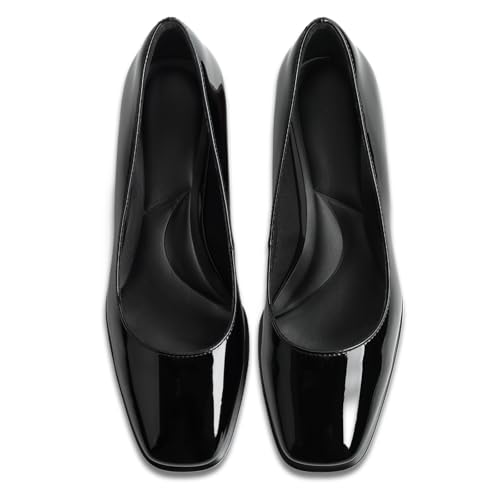 Image of LingxiaUne Dress Shoes for Women, Comfortable Dressy Flats, Womens Chunky Heel Pumps with Arch Support and Pointed Toe