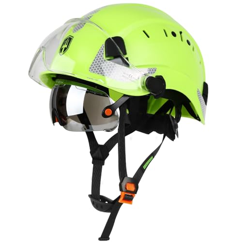 GREEN DEVIL EN397 & EN166 Zertifizierter Industrieschutzhelm mit getöntem + klarem Visier | Sicherheitshelm mit Doppelvisier für BAU, Handwerk & Industrie | Belüfteter ABS-Arbeitsschutzhelm