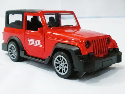 Image of SHAKTISM Thar Diecast Model Toy, 1:32 Scale with Sound & Lights Pull Back Collectible Vehicle Toy Door Opening Scale Car Model Birthday Gift for Boys Girls (Red-Diecast Metal Car)