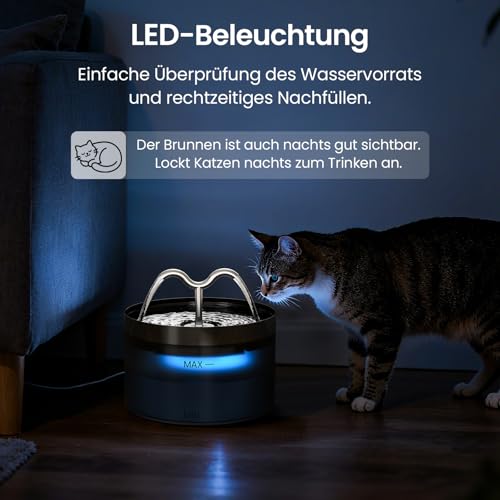 DOOOB Katzentrinkbrunnen, 2,1L Katzen Trinkbrunnen, Katzenbrunnen mit Ultra-Leiser Pumpe, Automatischer Trinkbrunnen für Katze und Kleine Hunde, Inkl. 3 Filter & 3Schwämme