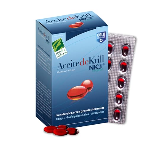 Aceite de Krill Antártico NKO 1000mg - Omega 3 EPA + DHA - 80 Perlas - Con Fosfolípidos, Colina y Astaxantina - 3 Veces Más Biodisponibilidad que Aceite de Pescado - Extracción en Frío - 100% Natural