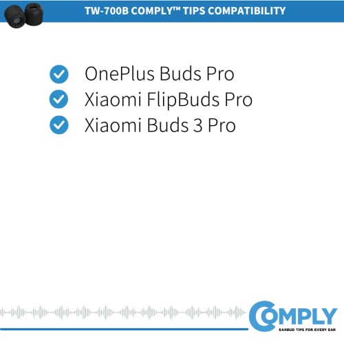 Image of Comply TW-700-B Memory Foam Replacement Ear Tips, Black (S /M /L) (3 Pairs)
