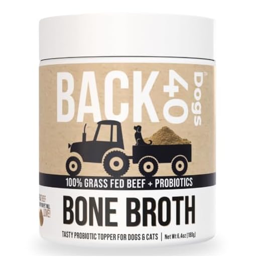 Back 40 Dogs Grass-Fed Beef Bone Broth Powder for Dogs with Probiotics, Chondroitin & Glucosamine – Supports Gut Health, Joint & Immune System – Human Grade Dog Food Toppers for Picky Eaters, 6.4oz