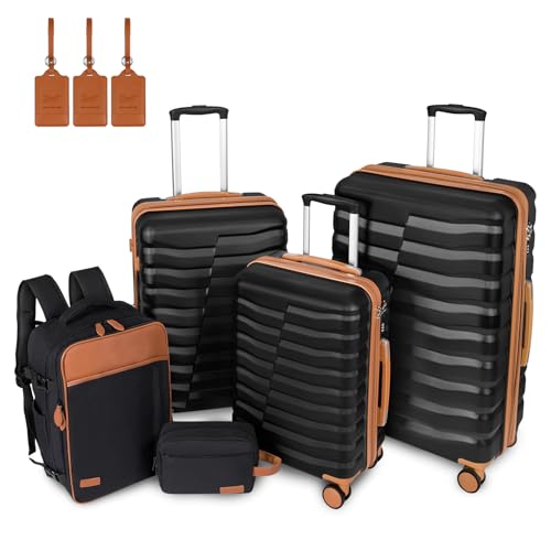 WireHot 5-Piece Luggage Set with Backpack, ABS+PC, TSA Lock