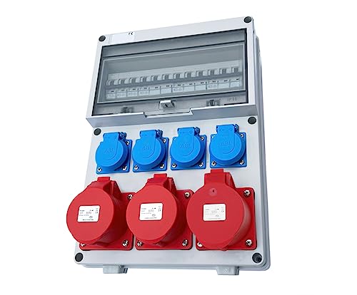 Wandverteiler 2x 16A + 1x 32A + 4x 230V Baustromverteiler Stromverteiler Verteiler Feuchtraumverteiler WVT1-2