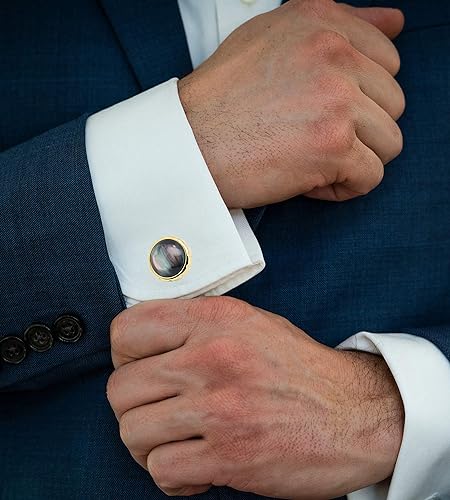 Mancuernillas clásicas redondas para hombre en estuche regalo miniatura 2