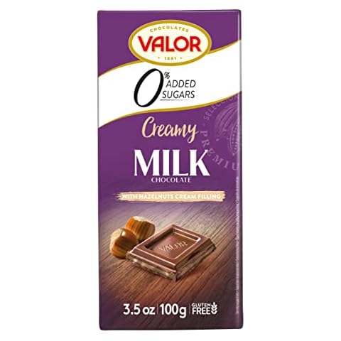 Valor Sugar Free Chocolate - Keto Low Carb Large Chocolate Bar - Diabetic Chocolate - Gluten Free, No Added Sugar - Milk Chocolate with Hazelnut Cream - Stevia Chocolate 100g Bar Cover