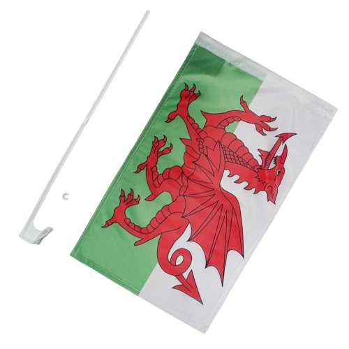 AZ FLAG - Autofahne Wales - 45x30 cm - Walisische Autoflagge 30 x 45 Cm - Auto Flaggen