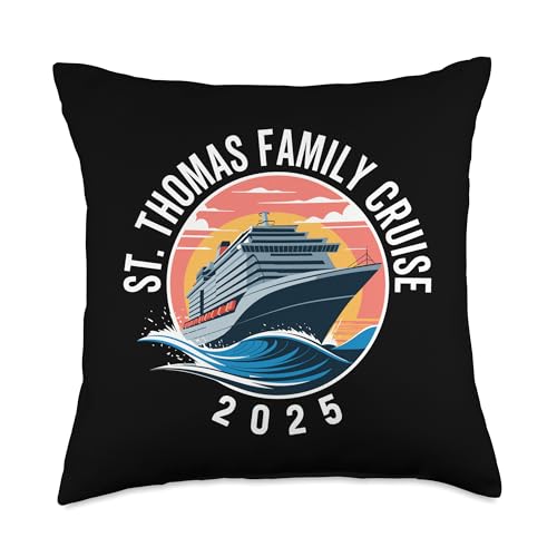 St Thomas Family Cruise 2025, Ocean Adventure & Travel Fun Throw Pillow