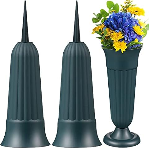 Memorial Floral Vases Cemetery Grave Cone Vase Graveside Memorial Vase Base with Stake and Plastic Base for Grave Site Outdoor Flower Arrangement Container Memorial Supplies (9) Cover