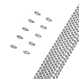 304 Stainless Steel Ball Chain 49.2ft with 10 Connectors – Bead Chain for Roller Shades, Blinds, Fan Pulls, Light Pull Chains, DIY Repair – Rustproof Beaded Pull Chain, Cut to Length, Silver