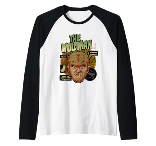 Image of Universal Monsters The Wolf Man Vintage Halloween Mask Raglan Baseball Tee